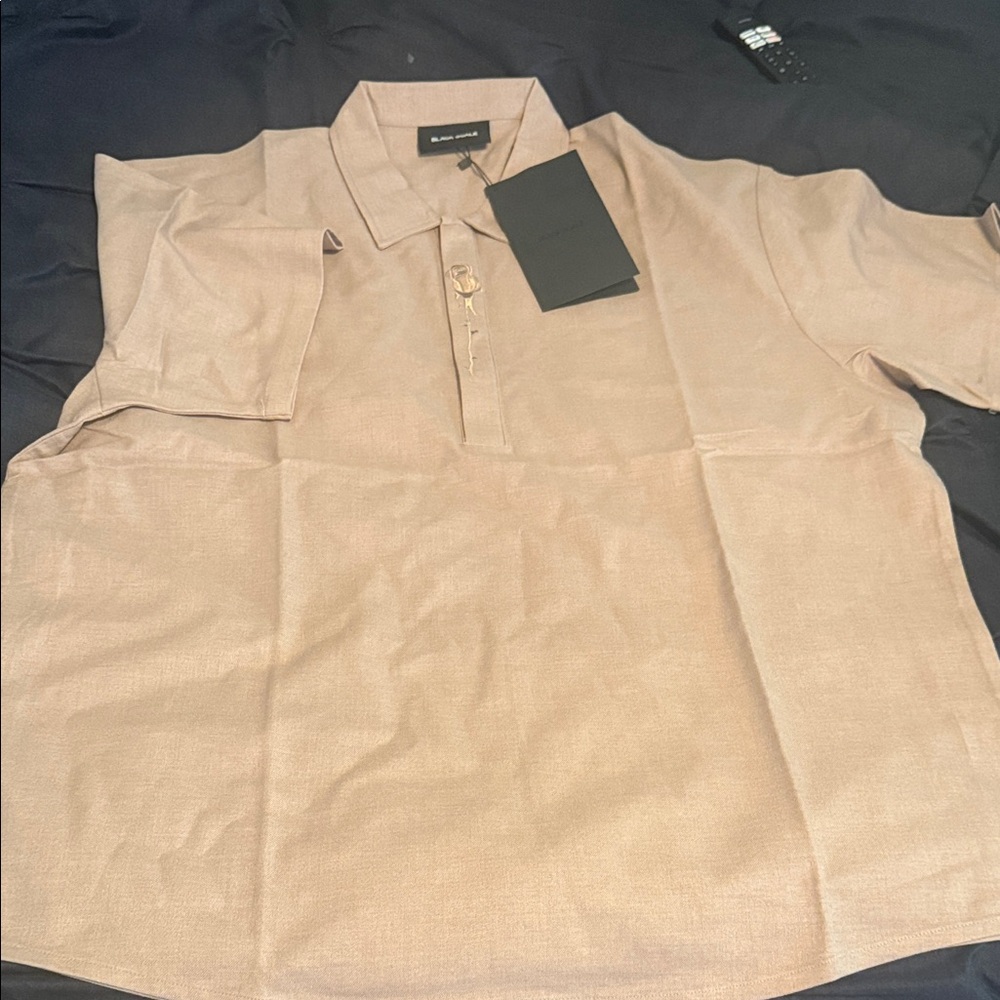 Black Scale Beige Short Sleeve Dress Shirt